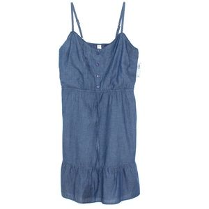 OLD NAVY | Blue Cotton Denim Spaghetti Strap Dress